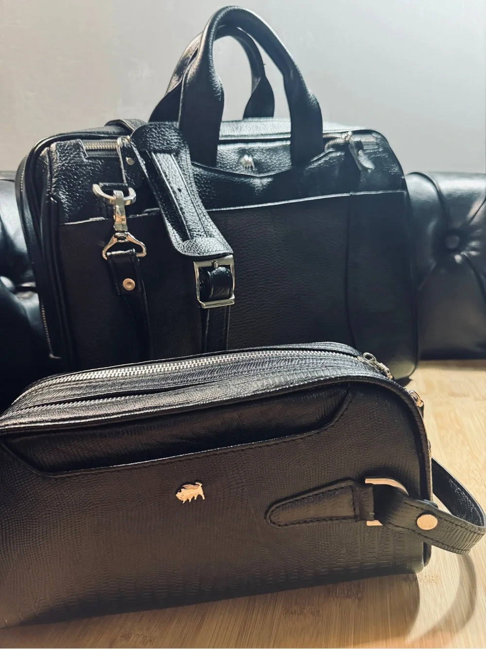 Luxury Genuine leather Business Bag set + watch